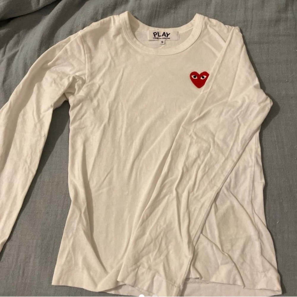 CDG PLAY long sleeve shirt in white